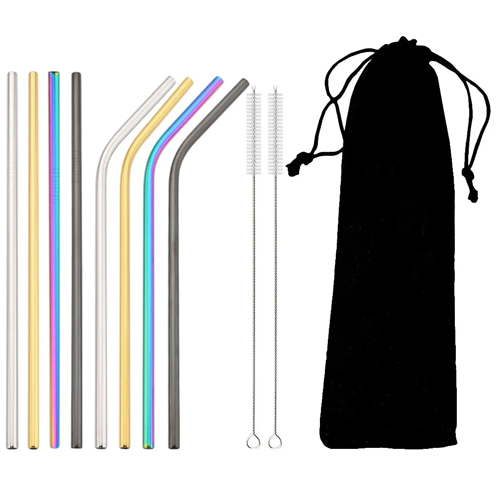 Metal Straws β Reusable 304 Stainless Steel Set with Brush