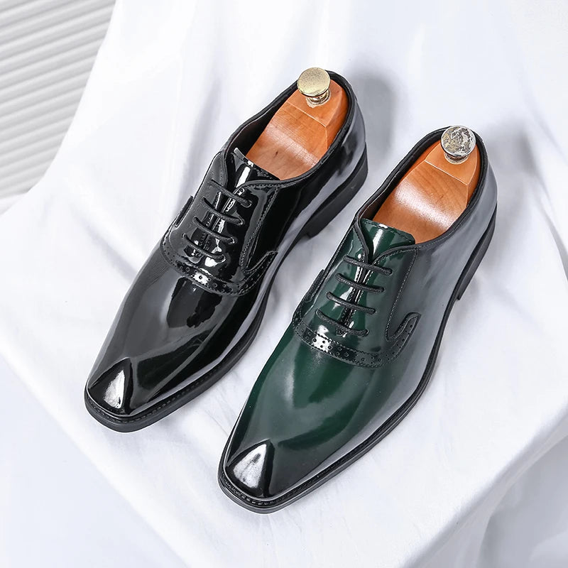 LuxeShine – Men’s Patent Leather Oxford Dress Shoes