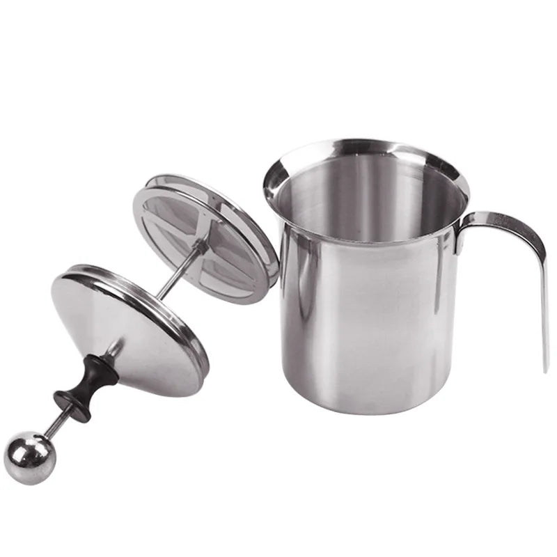 800ML Stainless Steel Manual Milk Frother β Double Mesh Creamer for Coffee, Milk & Eggs