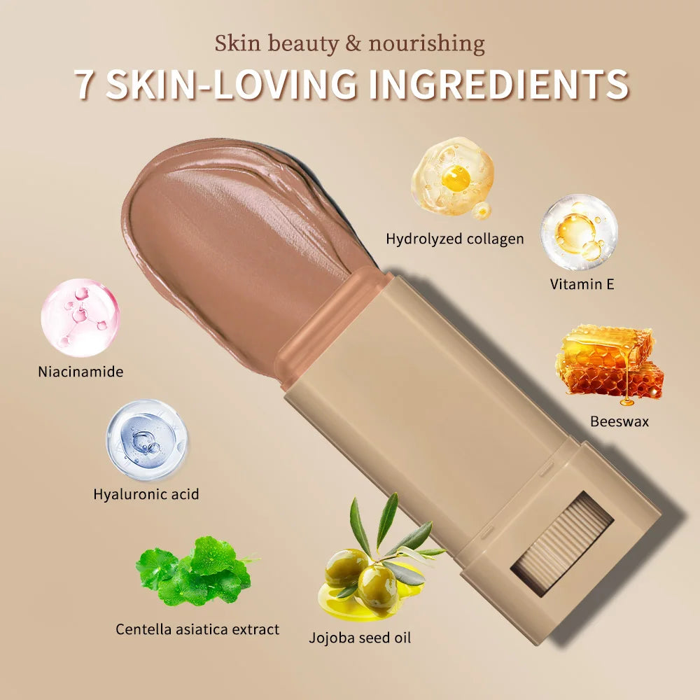 Serum-Infused Foundation Stick β Balm Texture, High Coverage & Skin-Boosting Glow