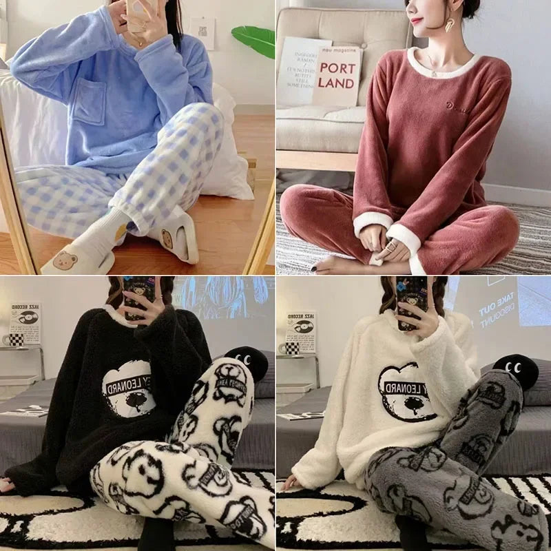 CozyBear – 2-Piece Plush Fleece Winter Pajama Set