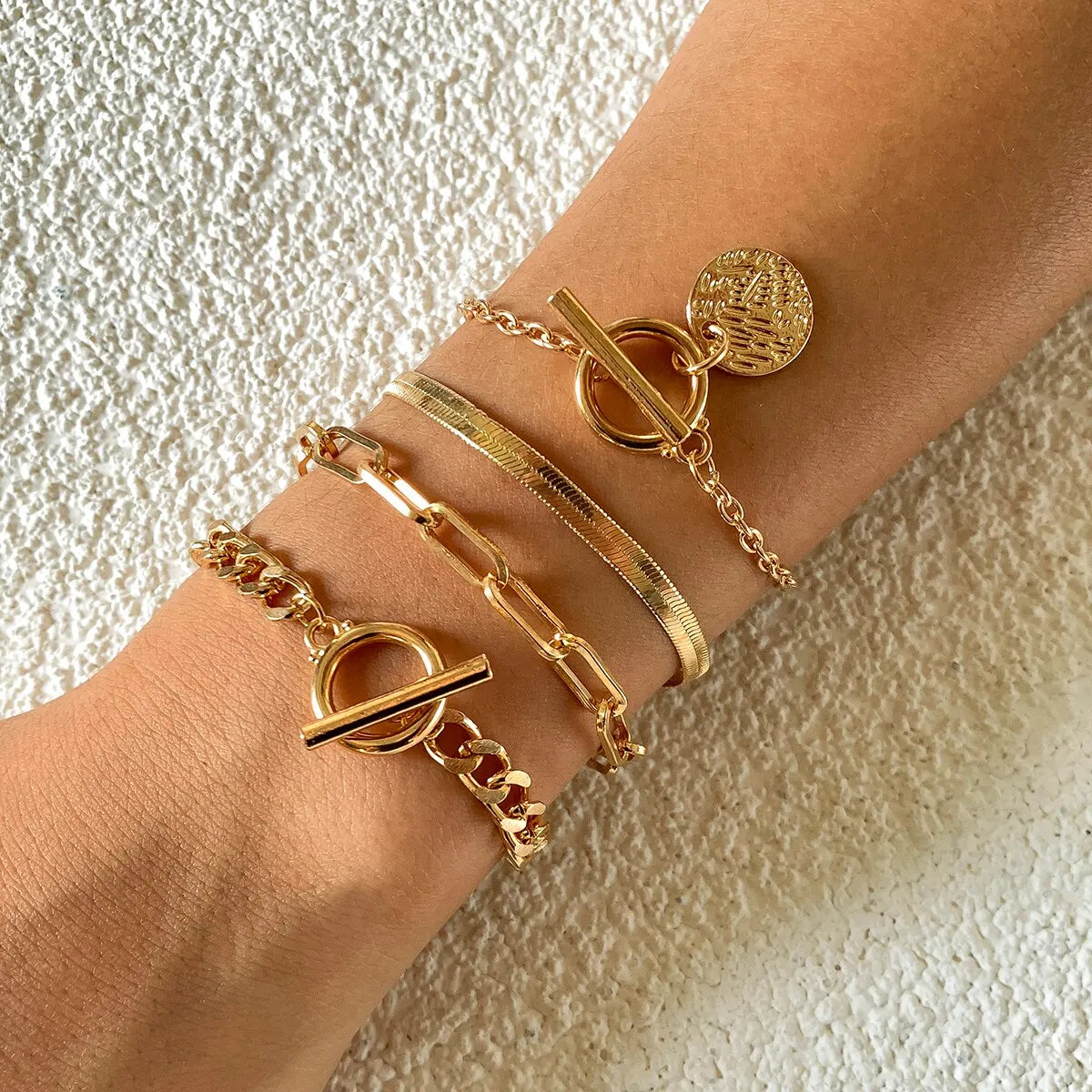 Punk Cuban Link Chain Coin Pendant Bracelet β Vintage Snake Chain for Women
