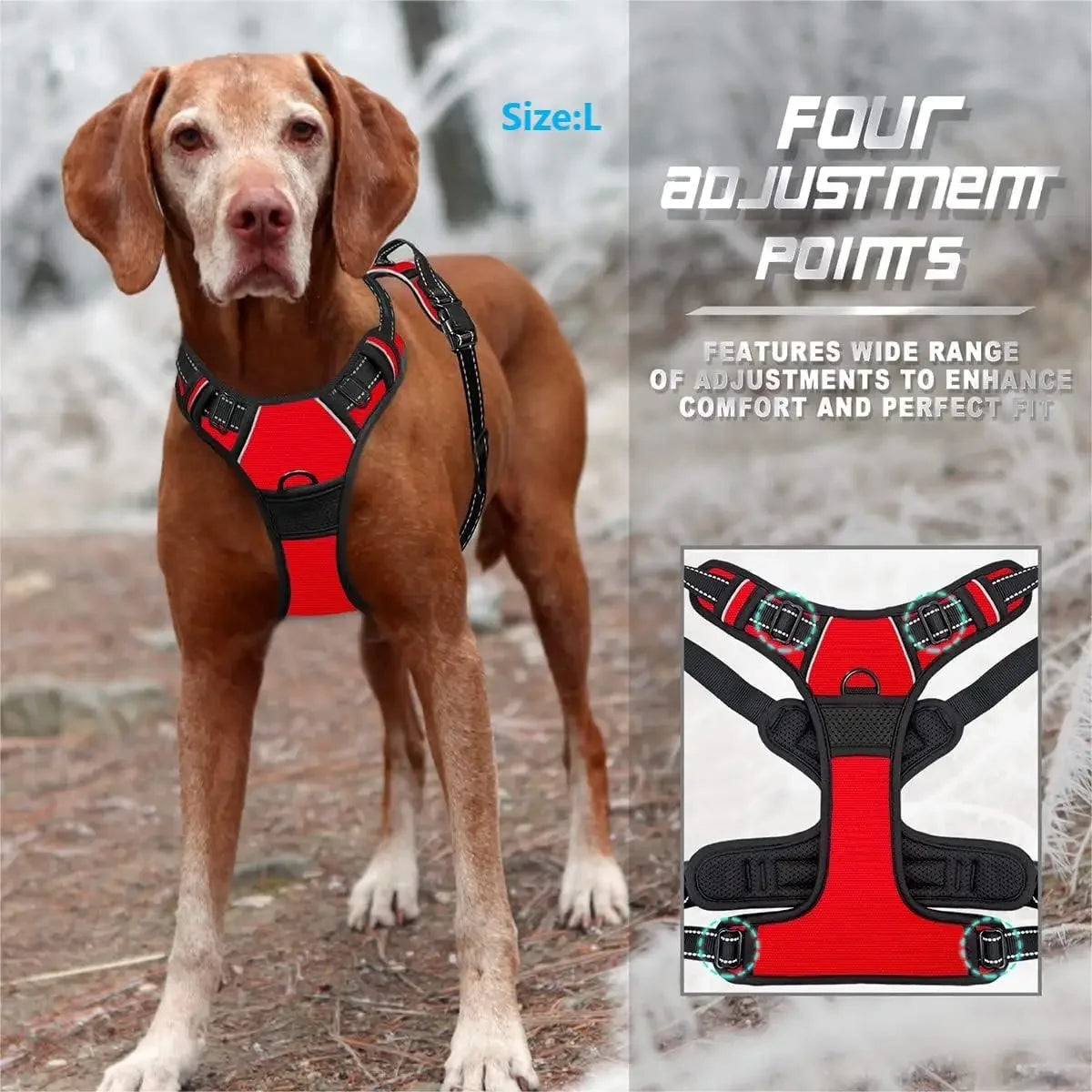 No-Pull Reflective Dog Harness – Front-Clip, Heavy-Duty with Handle for Large Dogs