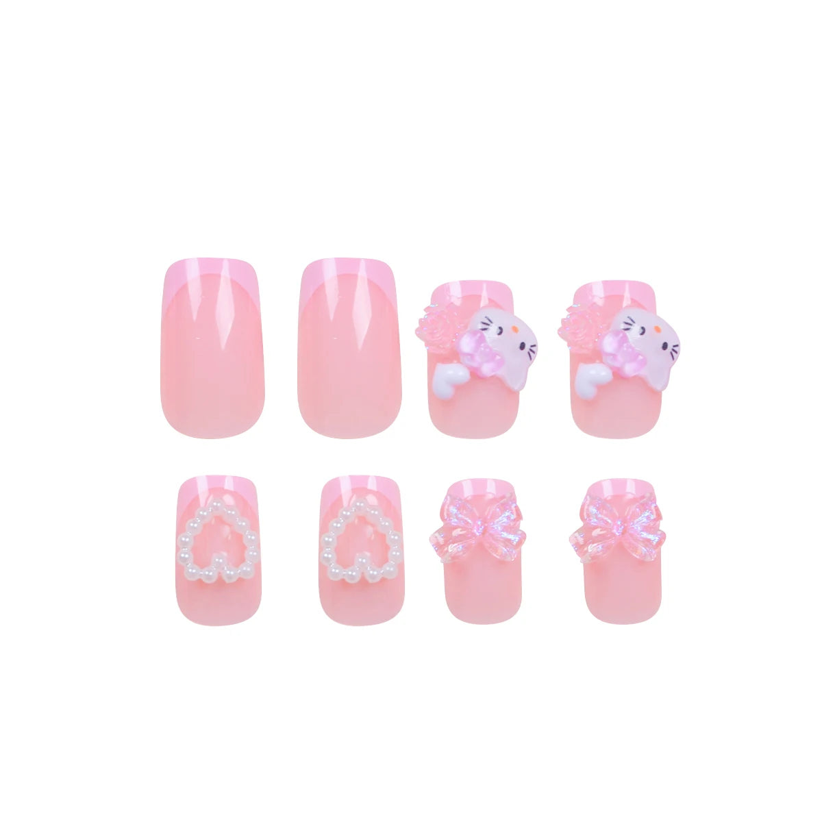 KittyBloom β 24PCS Cute French Pink Press-On Nail Set