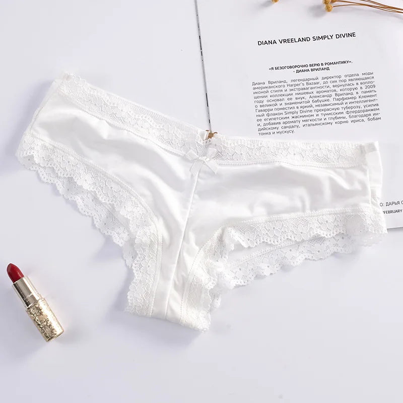 Ice Silk Hollow Lace Thong – Sexy Embroidered Panties for Women