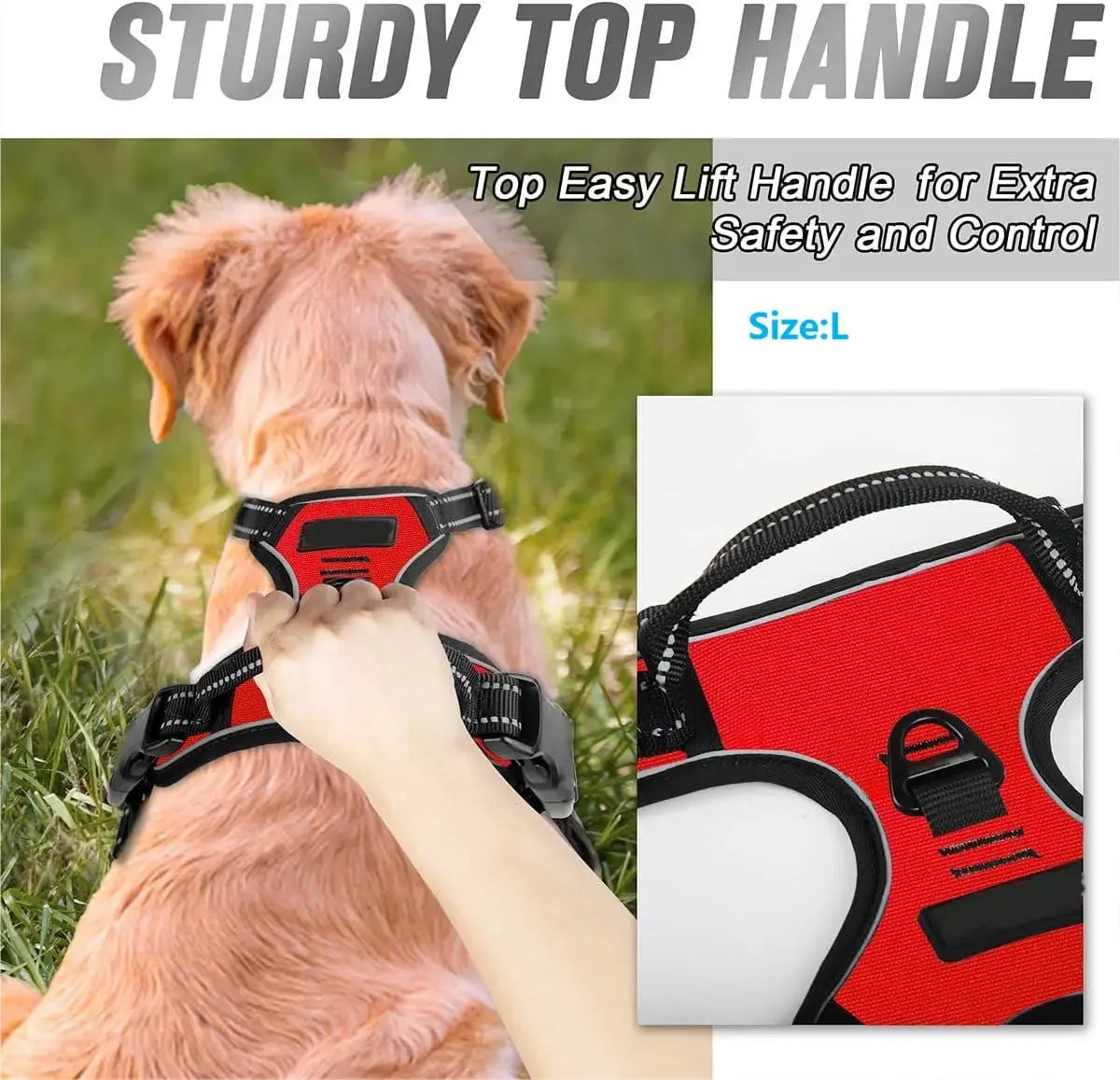 No-Pull Reflective Dog Harness – Front-Clip, Heavy-Duty with Handle for Large Dogs