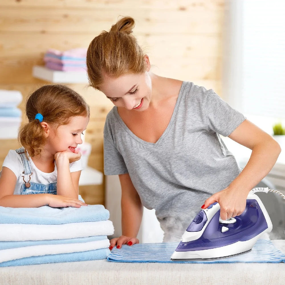 BRIEFNESS 2800W Portable Steam Iron β Non-Stick Soleplate & 350ml Water Tank