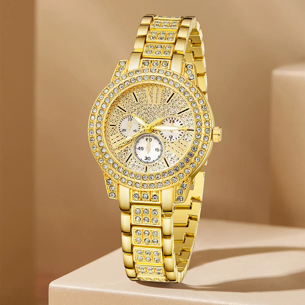 GlamTime β Women's Gold Watch & Jewelry Gift Set