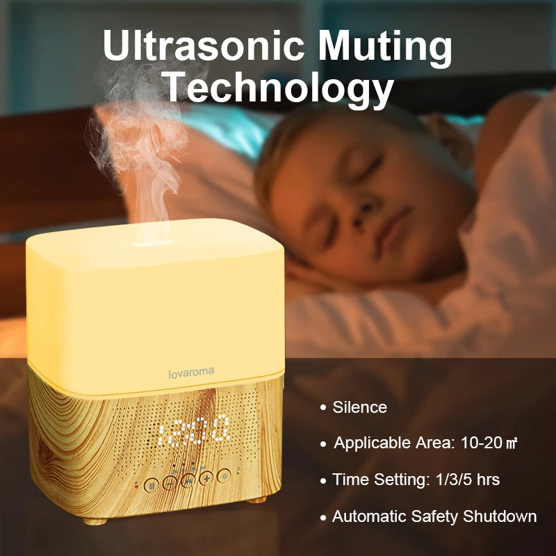 Lovaroma CJ-501 Ultrasonic Aroma Diffuser β Bluetooth Speaker, Humidifier & Alarm Clock with 7-Color Light
