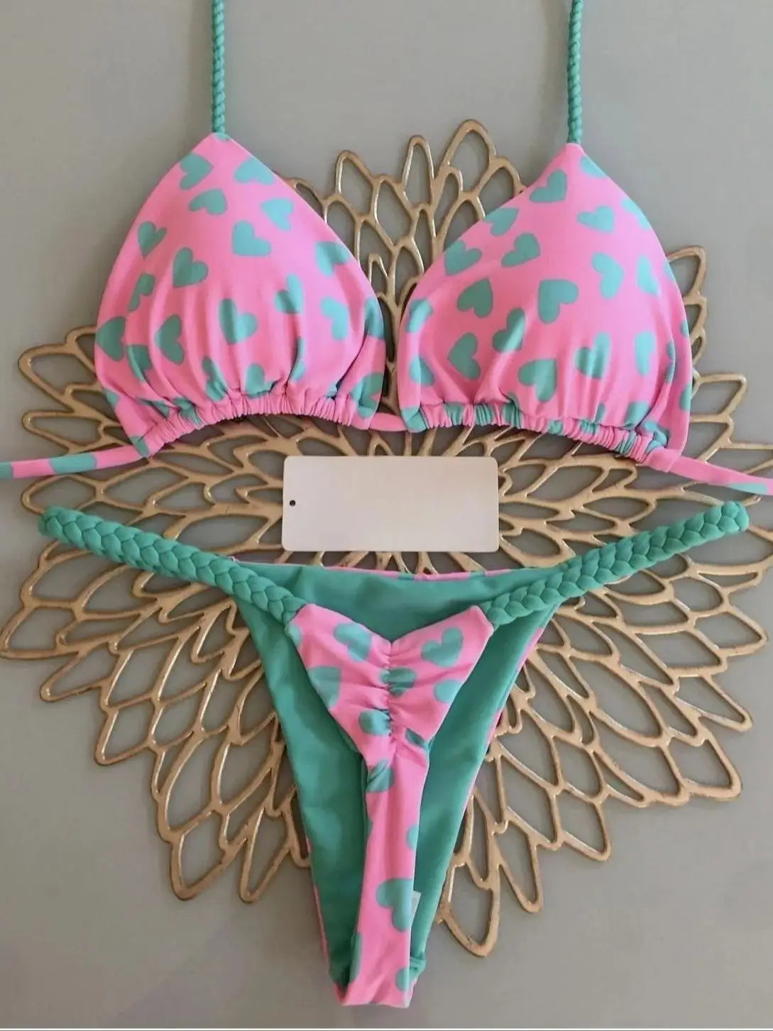 ZebraGlow β High Waist Brazilian Thong Bikini Set