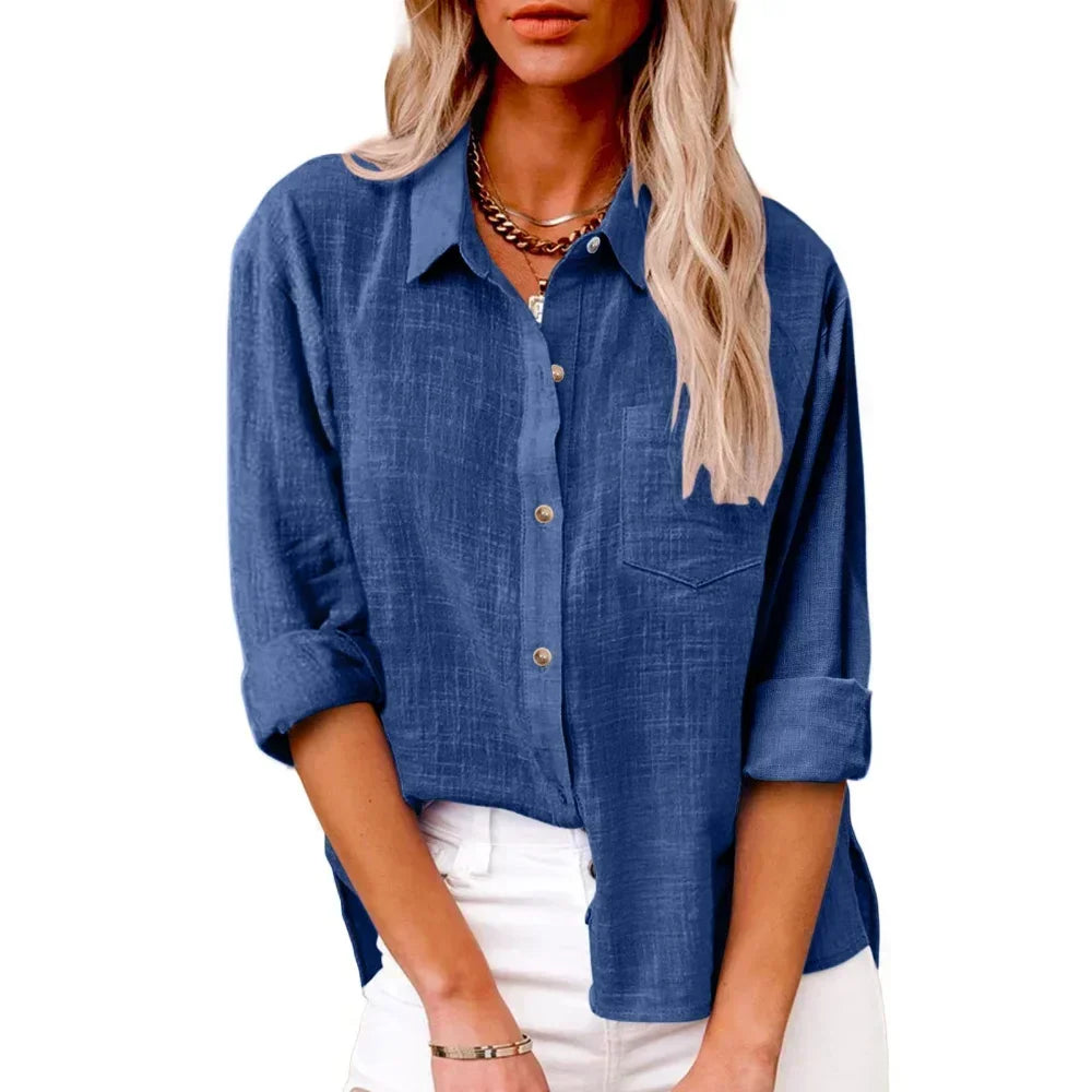 LinoChic β Cotton Linen Long Sleeve Shirt for Women
