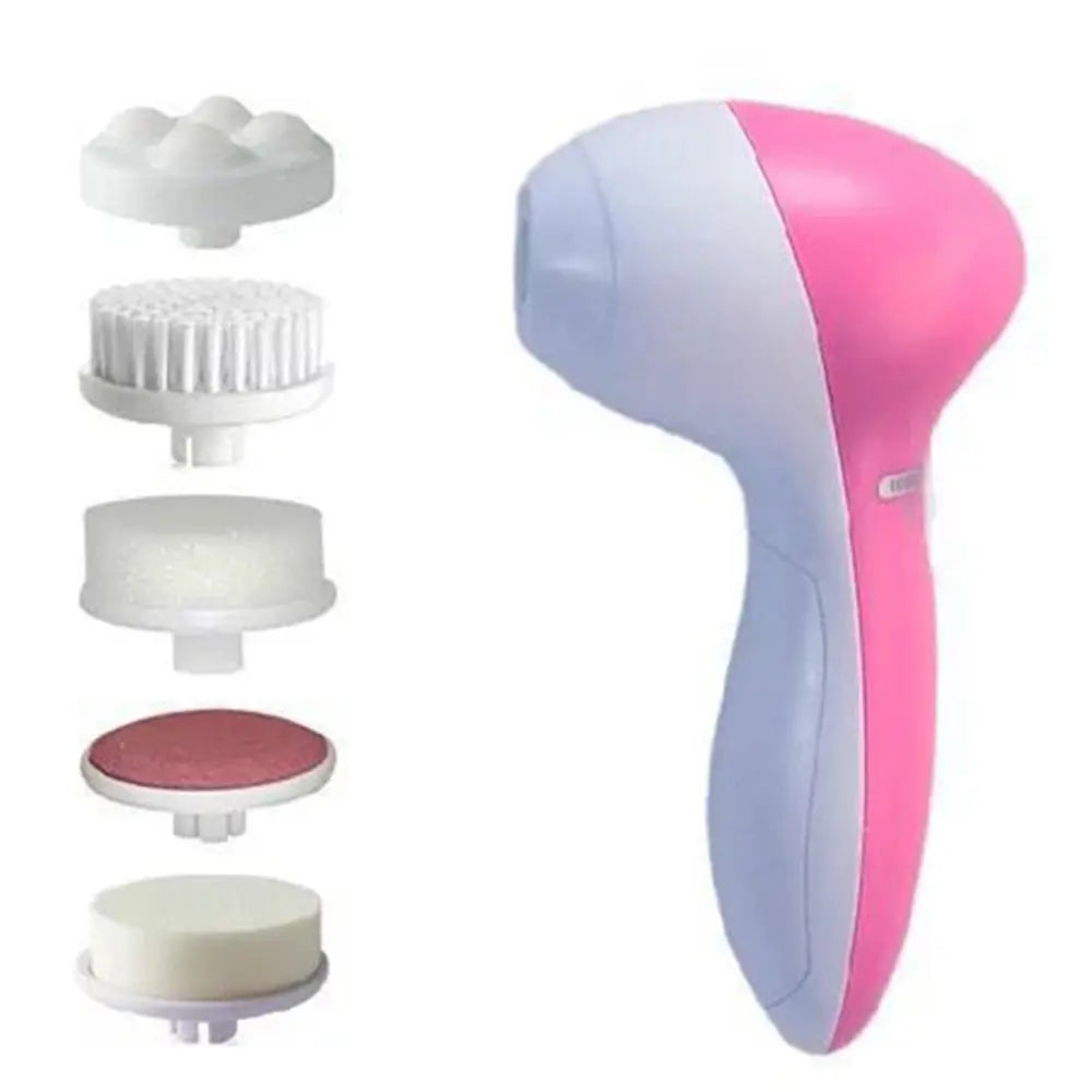5-in-1 Electric Facial Cleansing Brush β Deep Clean, Exfoliate & Massage Skin Care Tool