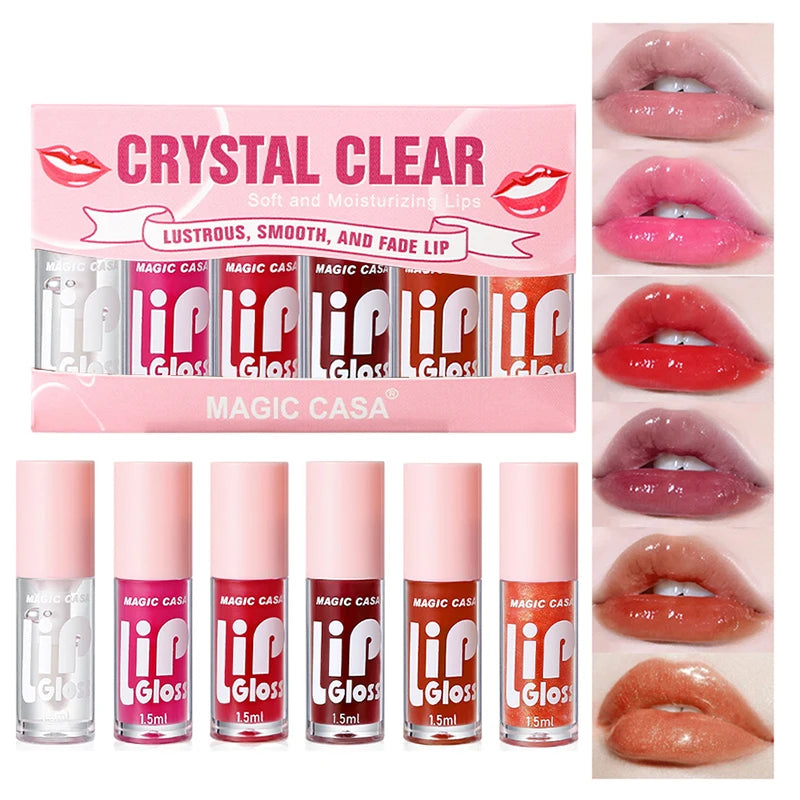 MAGIC CASA 6-Piece Water-Gloss Jelly Lip Oil Set β Plumping & Hydrating