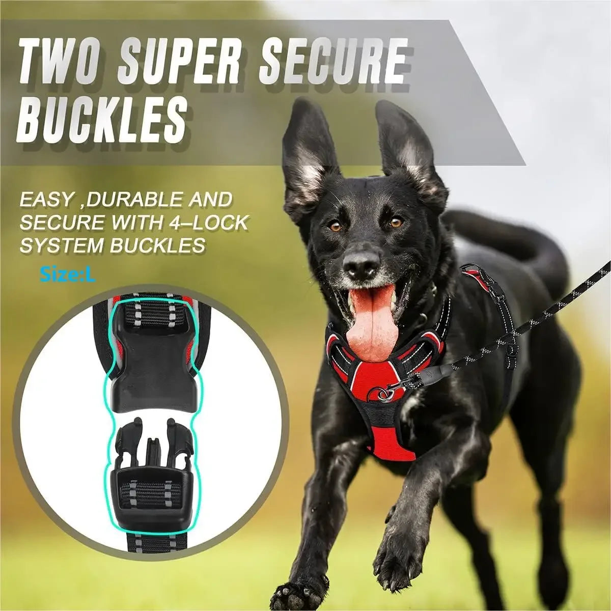 No-Pull Reflective Dog Harness – Front-Clip, Heavy-Duty with Handle for Large Dogs