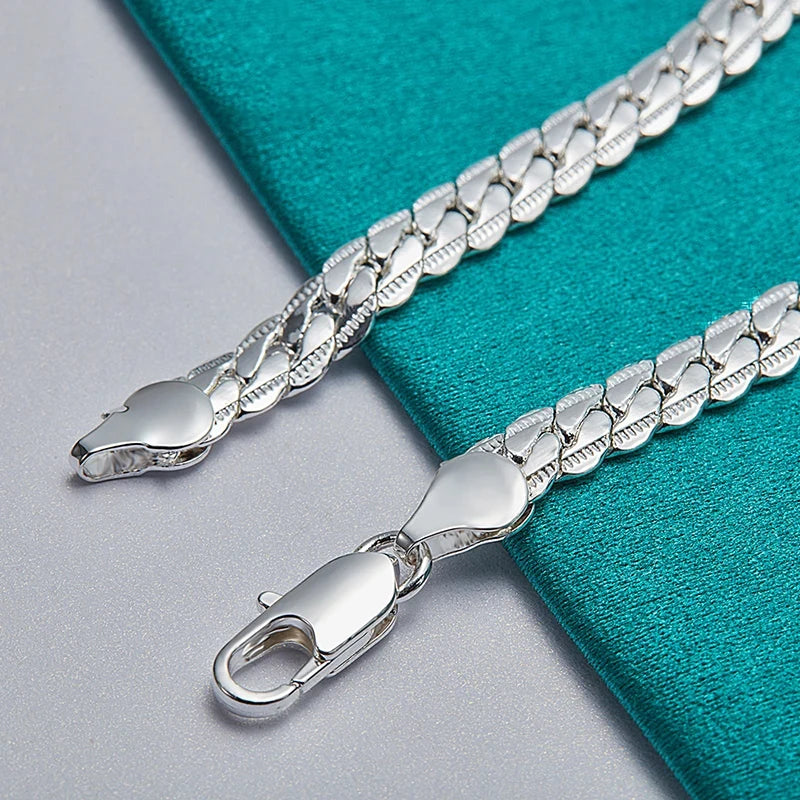 SilverLink β 925 Silver Flat Chain Bracelet (Unisex)