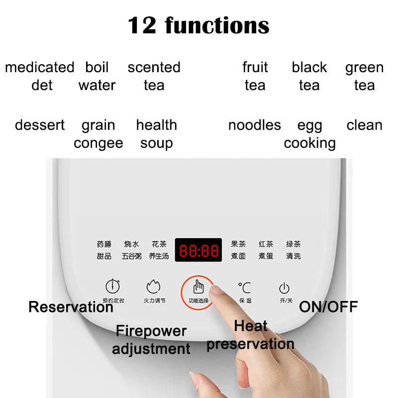 Jiuyang 1.5L Multifunctional Health Pot β 220V Glass Flower Teapot & Mini Dessert Cooker