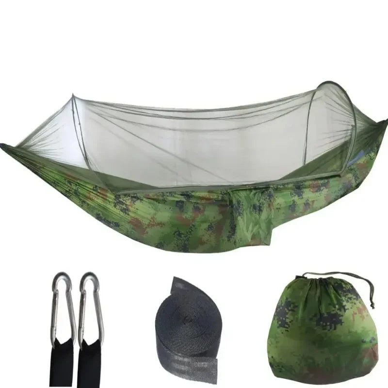 Outdoor Camping Hammock with Mosquito Net β Lightweight Parachute Fabric, 250Γ120cm
