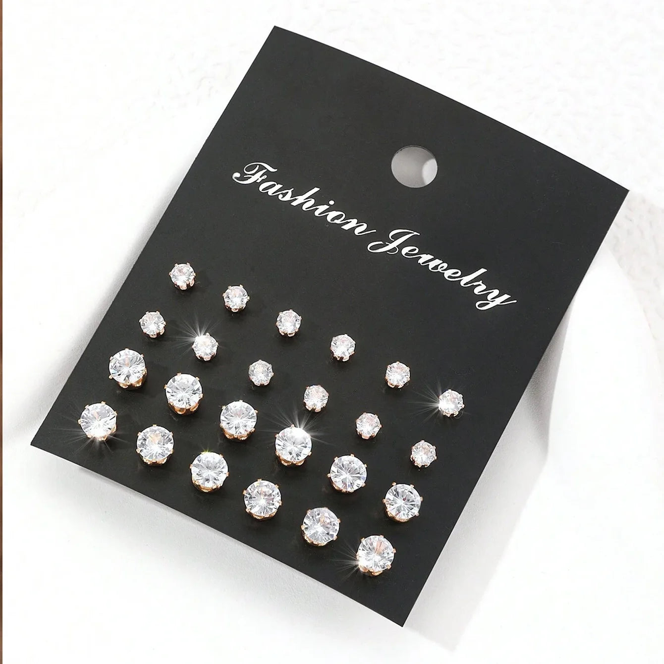 ZircaGlow β 12 Pairs Elegant Zirconia Stud Earrings Set