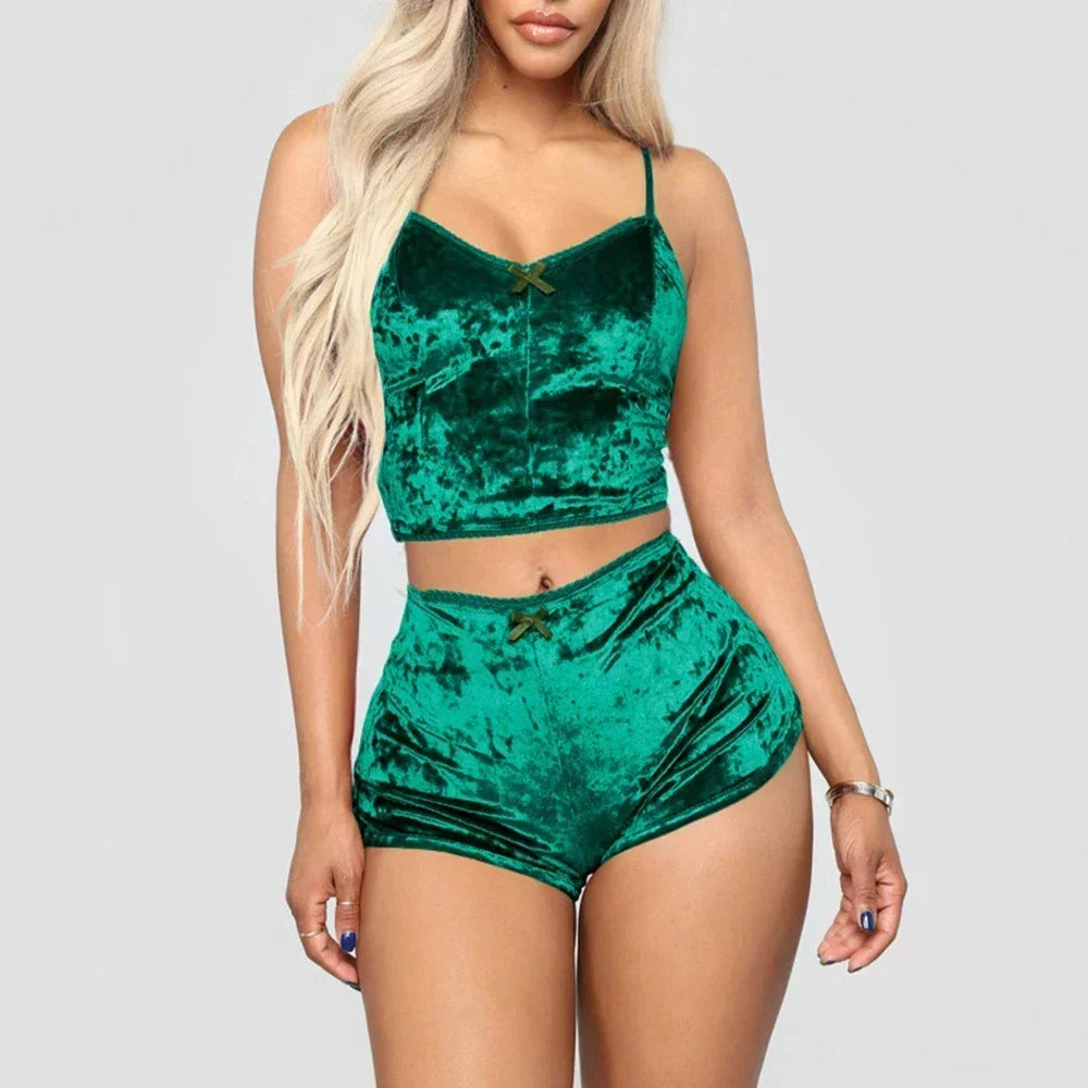 Velvess – Velvet V-Neck Cami Pajama Set