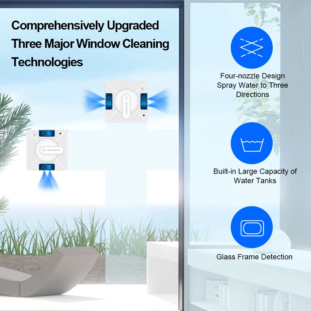 Liectroux YW509 Window Cleaning Robot β Dual Spray, Smart Navigation & Laser Sensor