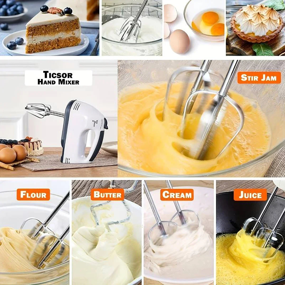 White Handheld Electric Egg Beater β 7-Speed Mini Mixer for Eggs, Cream & Baking