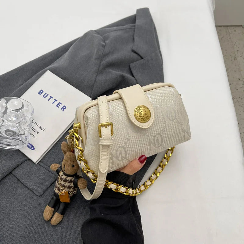 EuroVintage β Chain Strap Canvas Crossbody Tote Bag