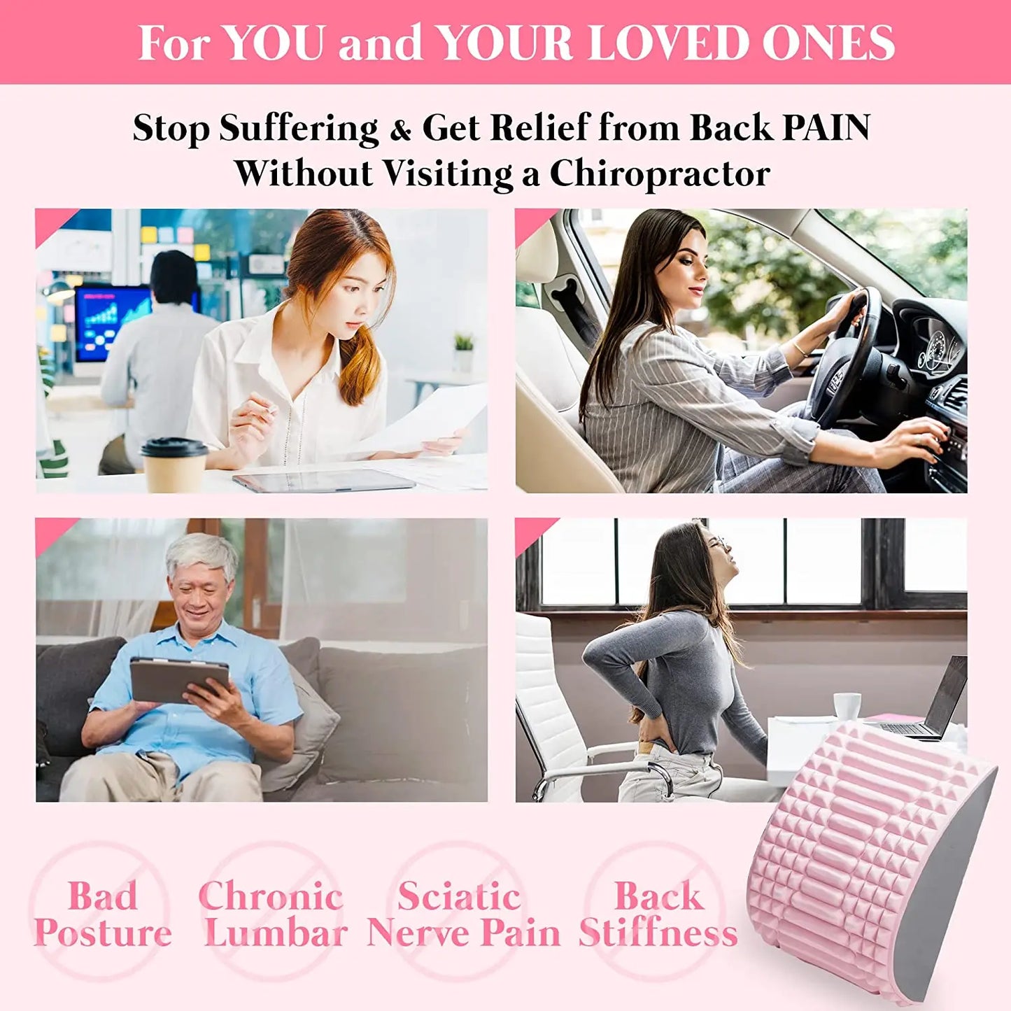 Lower Back Pain Relief Stretcher Pillow β Lumbar Support & Posture Corrector