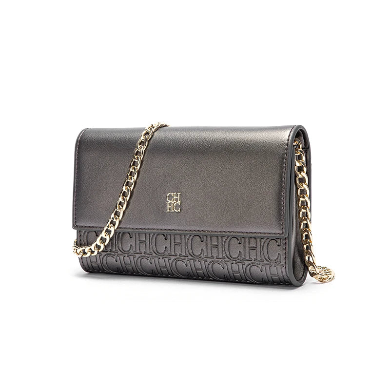 CHCH Women’s Magnetic Chain Shoulder Bag – Small Square Crossbody Wallet (Brown)