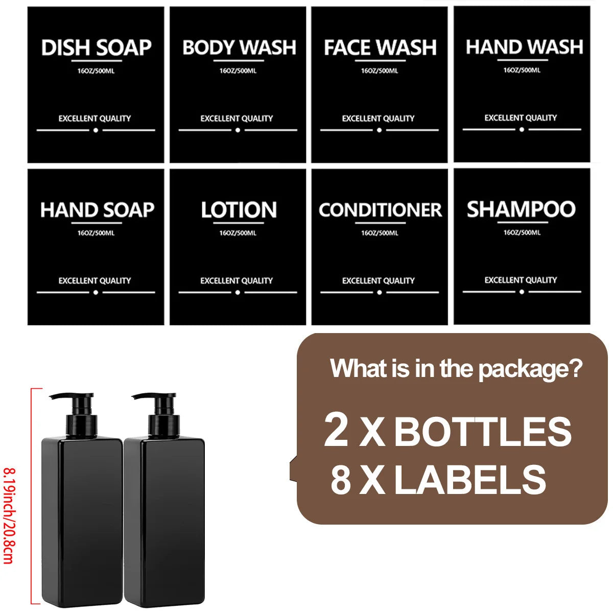 Soap Dispenser β 500ml Refillable Bottle with Labels