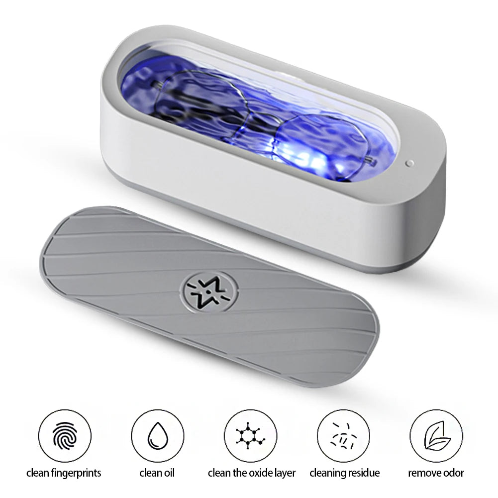 USB Rechargeable Ultrasonic Cleaner – High-Frequency Vibration Washer for Jewelry & Glasses