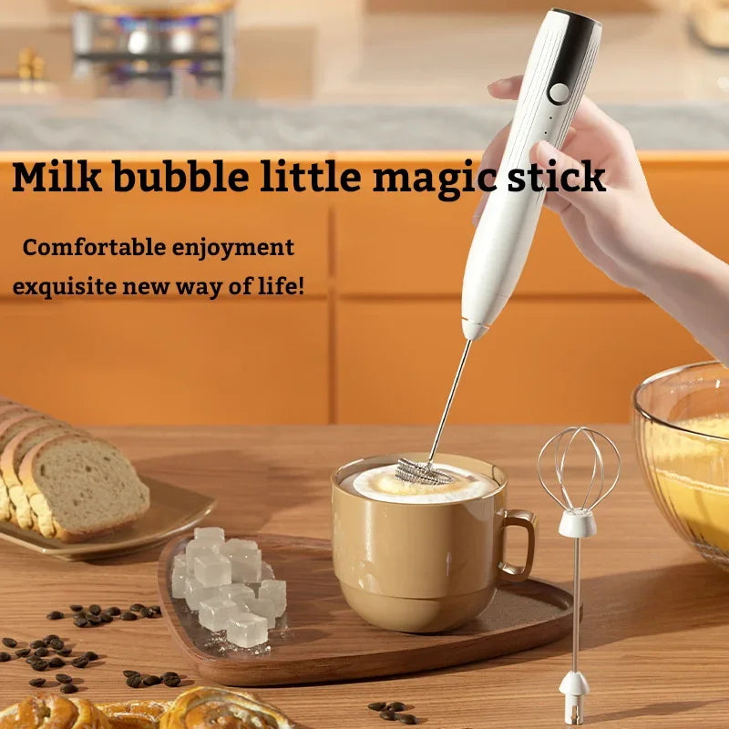 Electric Milk Frother β USB Rechargeable 3-Speed Foam Maker & Handheld Egg Beater