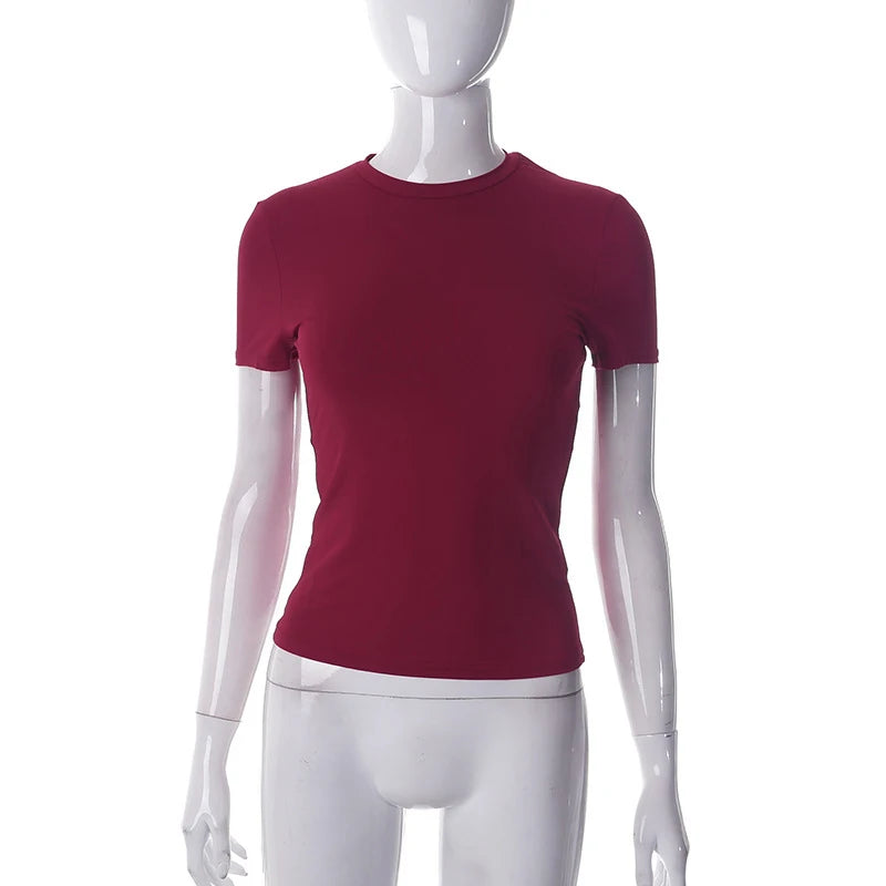 Essential Soft Crop Tee β Casual Solid Short Sleeve T-Shirt for Women