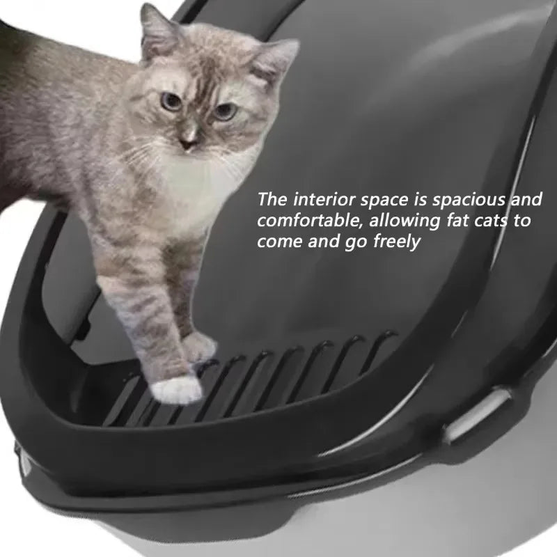 Semi-Closed Cat Litter Box β Large Non-Stick Splashproof Toilet with Removable Tray
