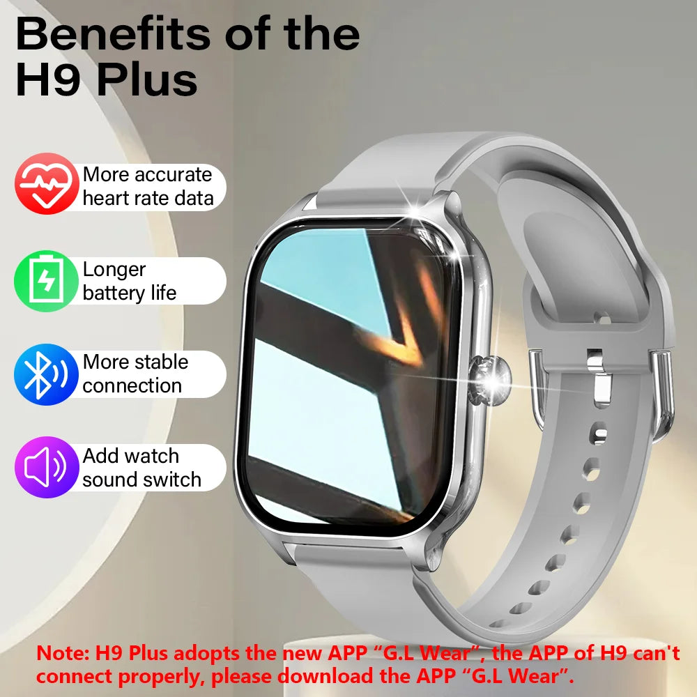 H9 Smart Watch 2.01" HD Screen β Call, Message, Fitness & Weather for Men & Women