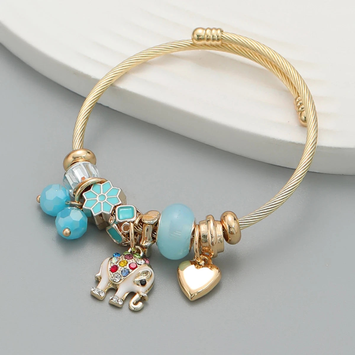 Fashion Stainless Steel Multi-Element Love Beaded Bracelet for Women