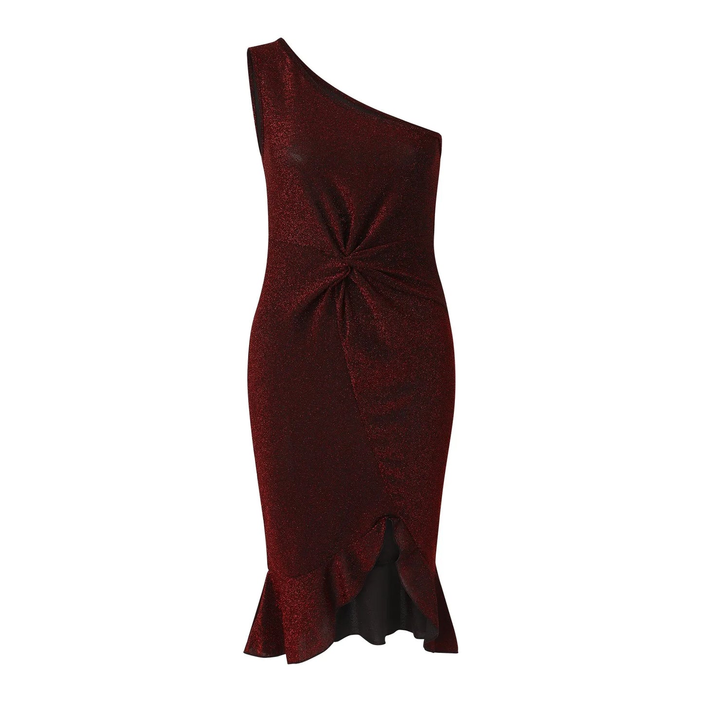GlamEdge β One-Shoulder Sequin Split Dress