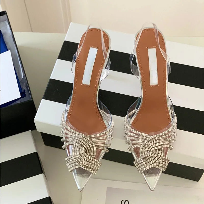 SunshineGlow 2025 β Rhinestone Sunflower Transparent Sandals