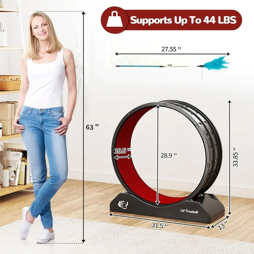 Cat Exercise Wheel β Carpeted Treadmill with Safety Lock for Indoor Fitness