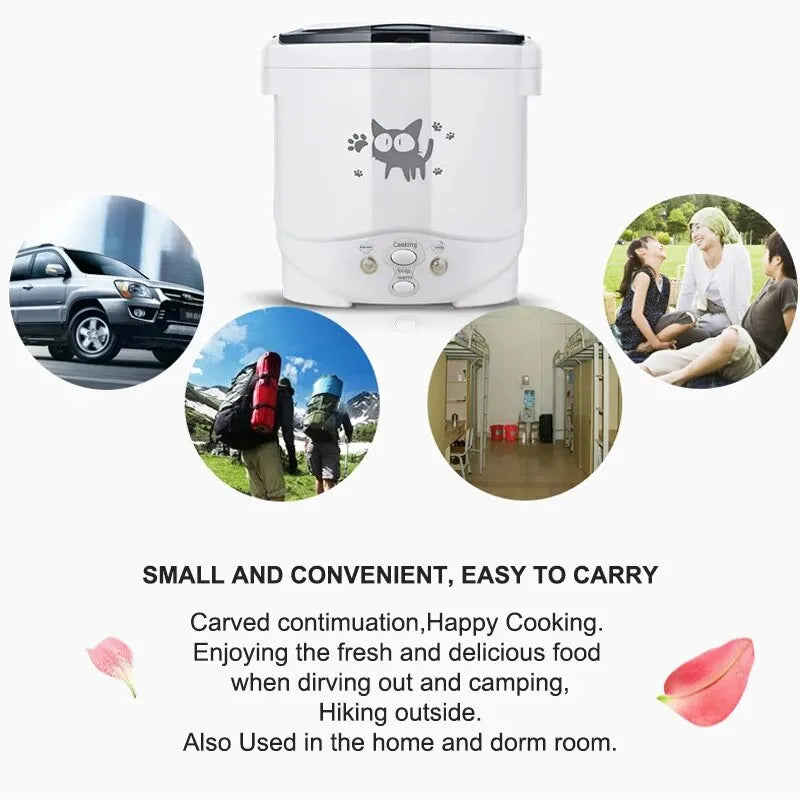 Portable Electric Mini Rice Cooker β 12V/24V/220V MultiCooker for Car, Truck & Home