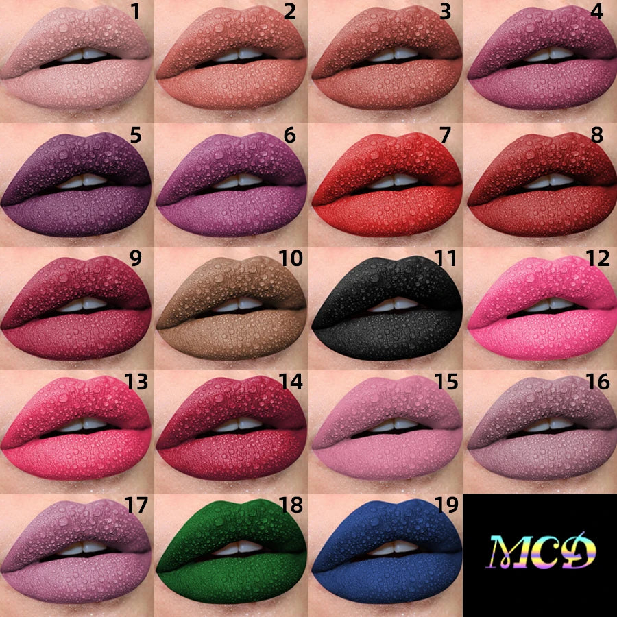 VelvetRush β 19-Color Matte Waterproof Liquid Lipstick Collection
