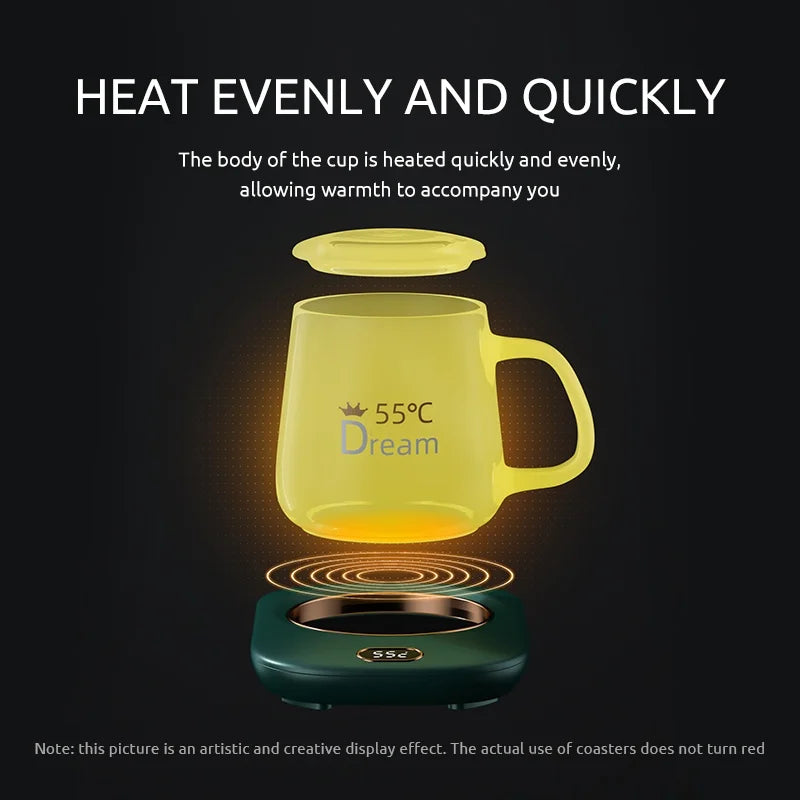 Smart USB Heating Coaster – 3-Temperature Touch Control Mug Warmer (Up to 55°C)