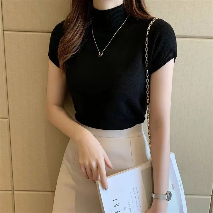 ChicKnit β Women's Summer Turtleneck Knit Blouse