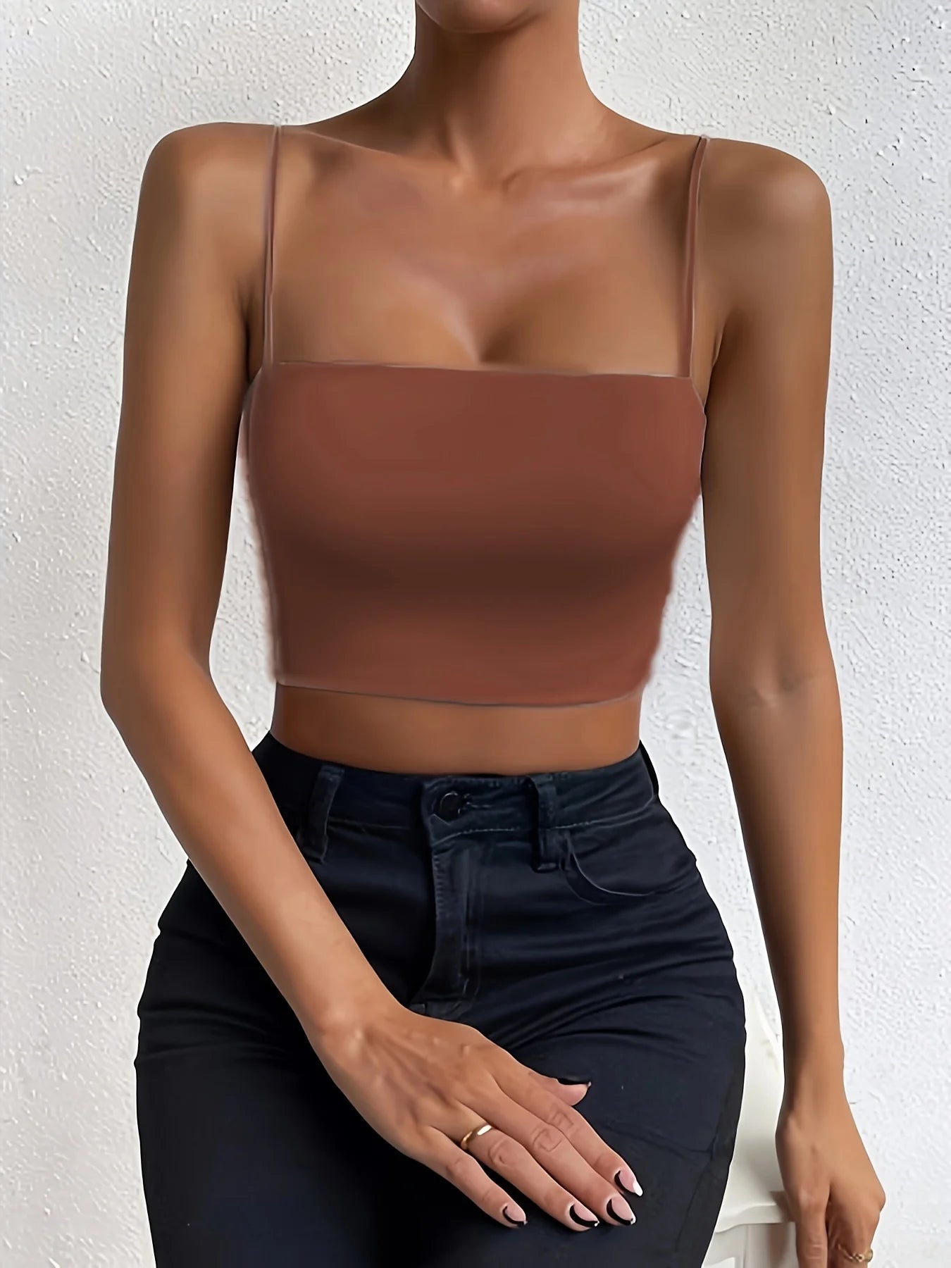 BareMuse – Solid Spaghetti Strap Cami Crop