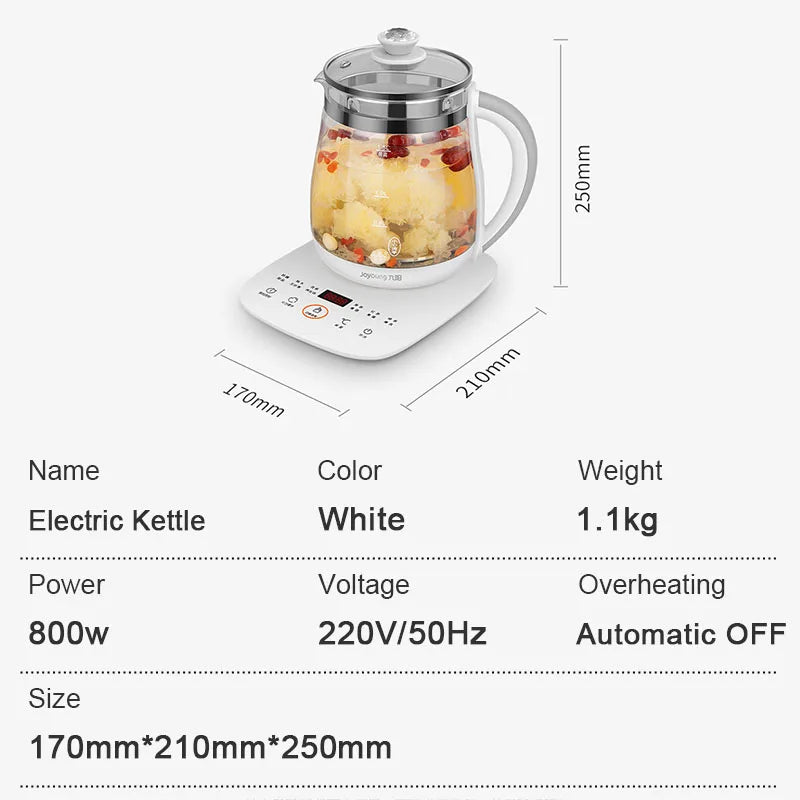 Jiuyang 1.5L Multifunctional Health Pot β 220V Glass Flower Teapot & Mini Dessert Cooker