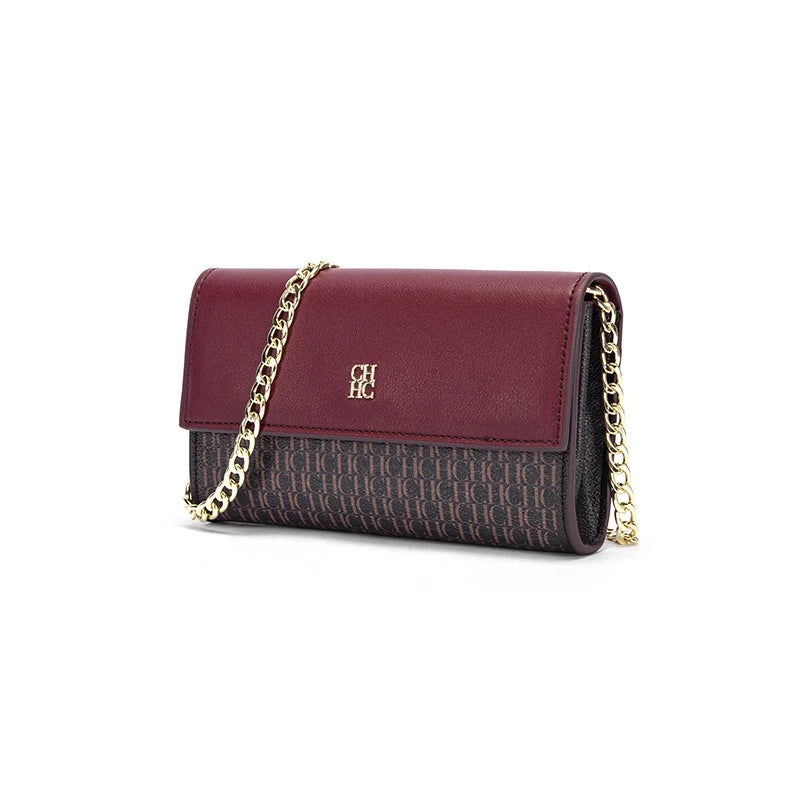 CHCH Women’s Magnetic Chain Shoulder Bag – Small Square Crossbody Wallet (Brown)