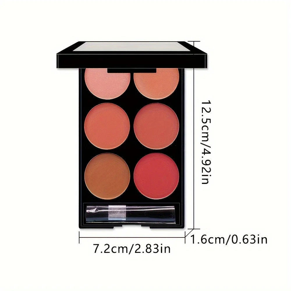 6-Color Blush & Contour Palette β Pearlescent Matte Finish