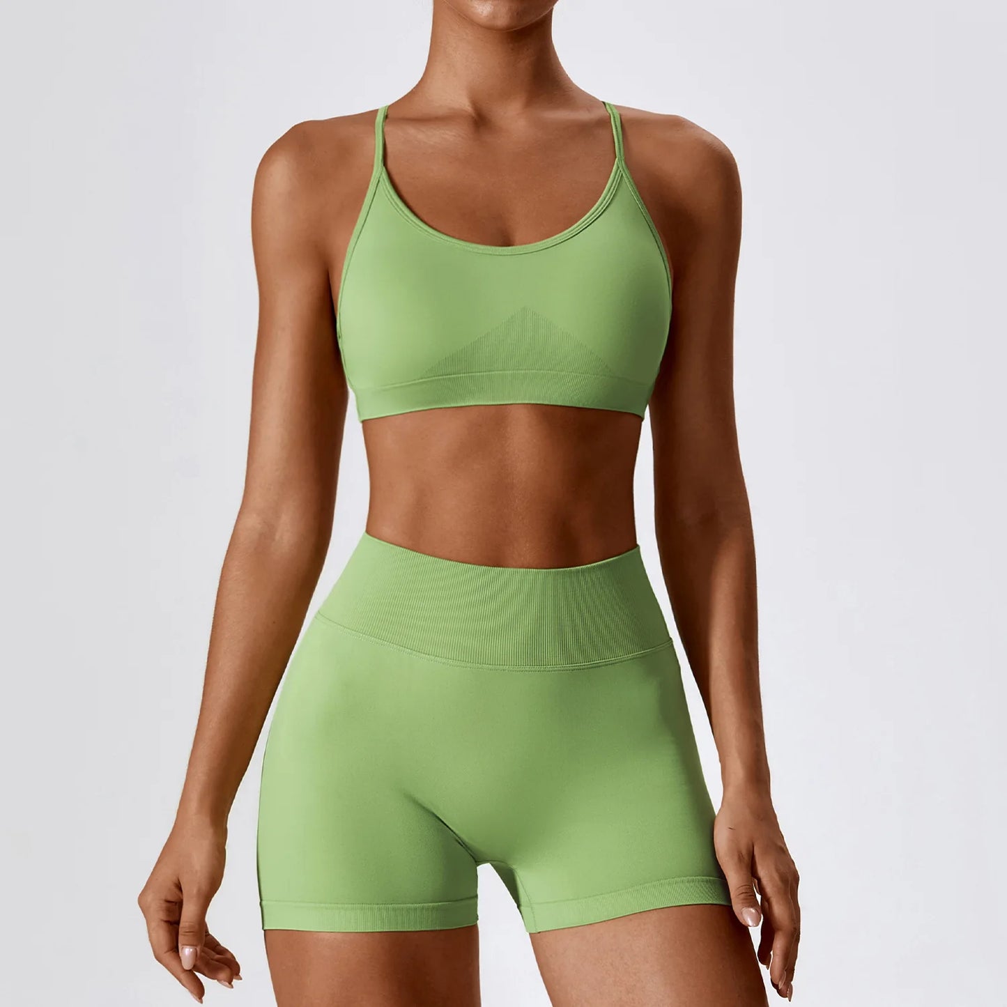 2-Piece Seamless Yoga Set β Crop Top & Shorts Gym Outfit for Women