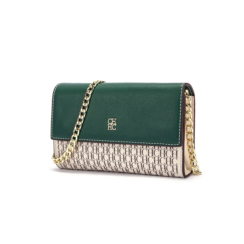 CHCH Women’s Magnetic Chain Shoulder Bag – Small Square Crossbody Wallet (Brown)