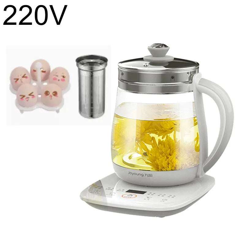 Jiuyang 1.5L Multifunctional Health Pot β 220V Glass Flower Teapot & Mini Dessert Cooker