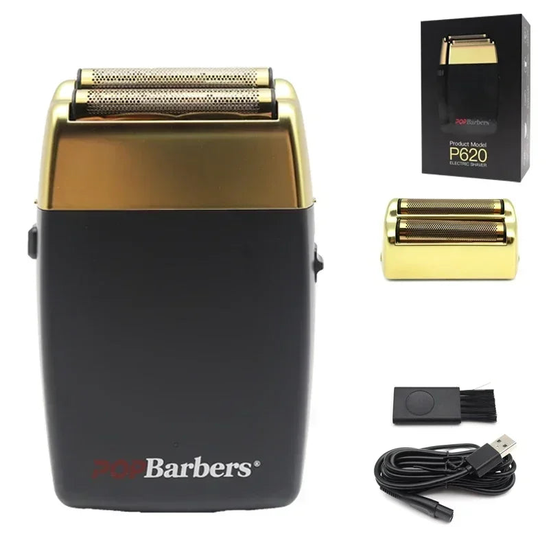 POP Barbers P620 Double Foil Electric Shaver β 11000 RPM USB Beard Trimmer for Men